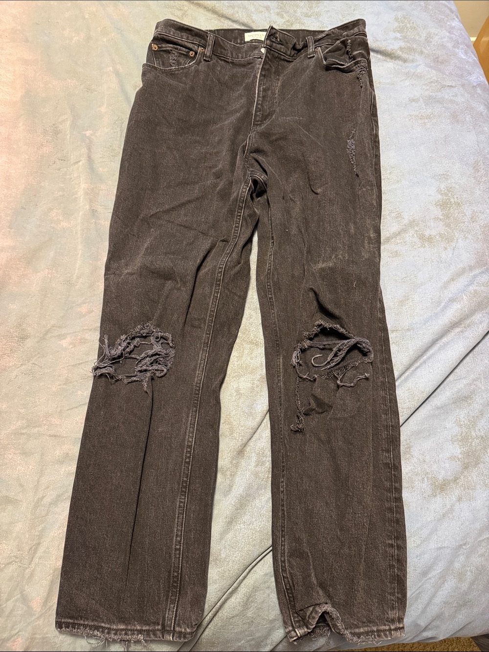 Abercrombie & Fitch Distressed Black Straight-Leg Jeans